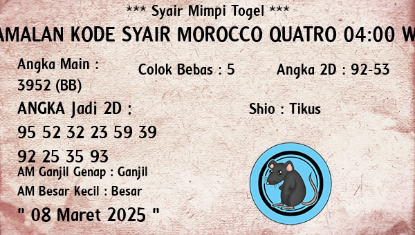 Prediksi Morocco Quatro 04:00 WIB