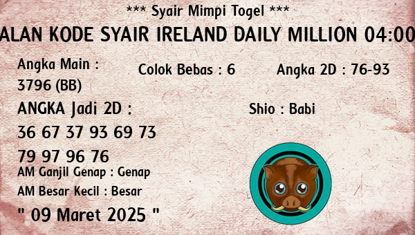 Prediksi Ireland Daily Million 04:00 WIB