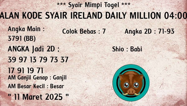 Prediksi Ireland Daily Million 04:00 WIB