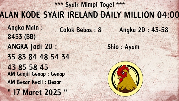 Prediksi Ireland Daily Million 04:00 WIB