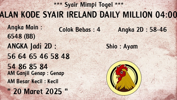 Prediksi Ireland Daily Million 04:00 WIB