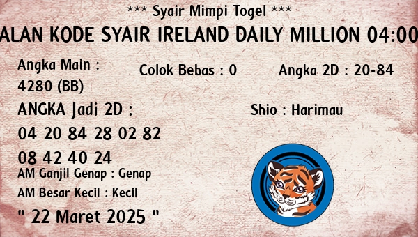 Prediksi Ireland Daily Million 04:00 WIB