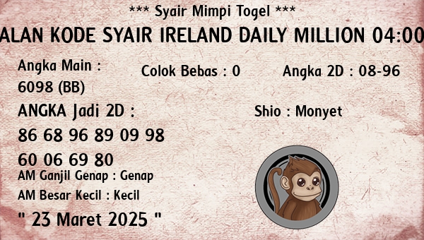 Prediksi Ireland Daily Million 04:00 WIB