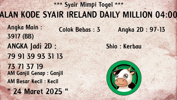 Prediksi Ireland Daily Million 04:00 WIB