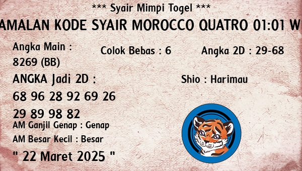 Prediksi Morocco Quatro 01:01 WIB
