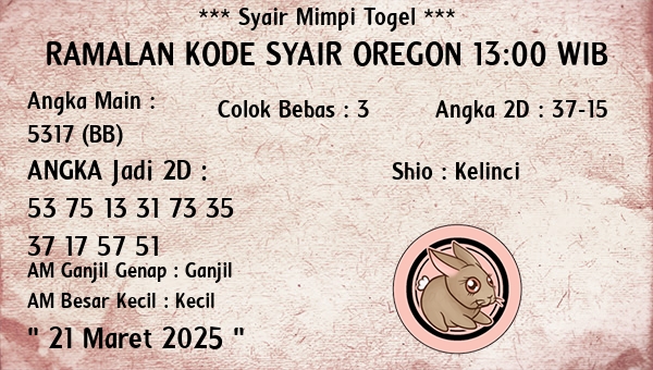 Prediksi Oregon 13:00 WIB